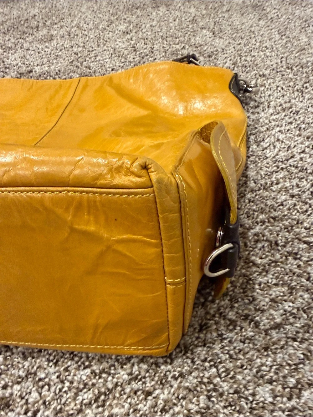 Nino Bossi Mustard Yellow Leather Convertible Shoulder Crossbody Bag 2 Straps